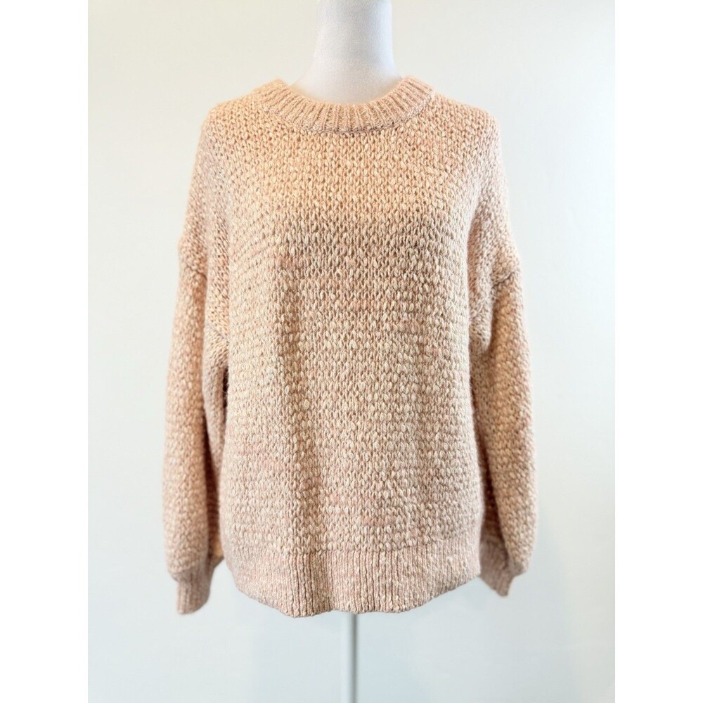 Madewell Chunky Marled Knit Sweater Blush Pink Medium